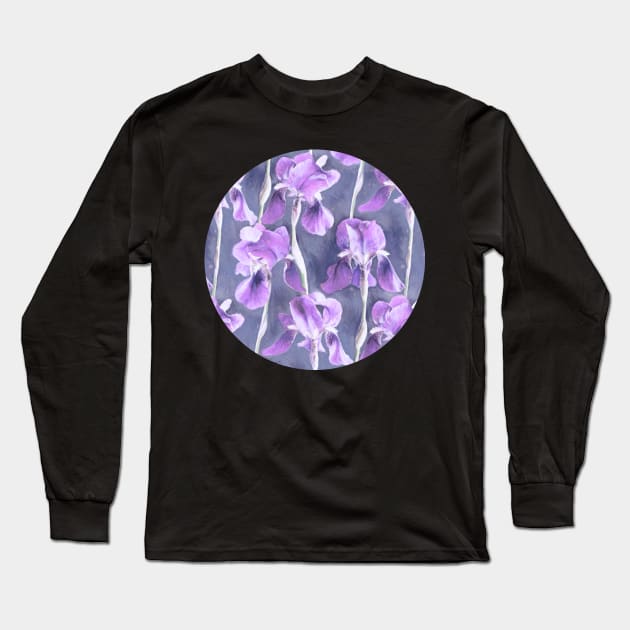 Simple Iris Pattern in Pastel Purple Long Sleeve T-Shirt by micklyn